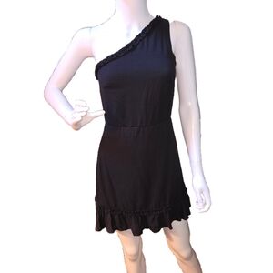 Blue Rain Black One-Shoulder Dress